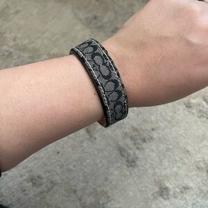 Coach Signature C logo fabric snap closure bangle bracelet